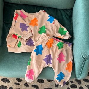 Next Baby colorful Christmas trees jogger sweatsuit set